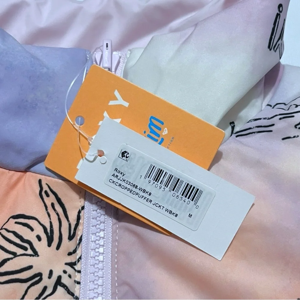 NWT $198 Roxy x Chloe Kim Reversible Puffer Bomber Jacket Sz m - Picture 5 of 11